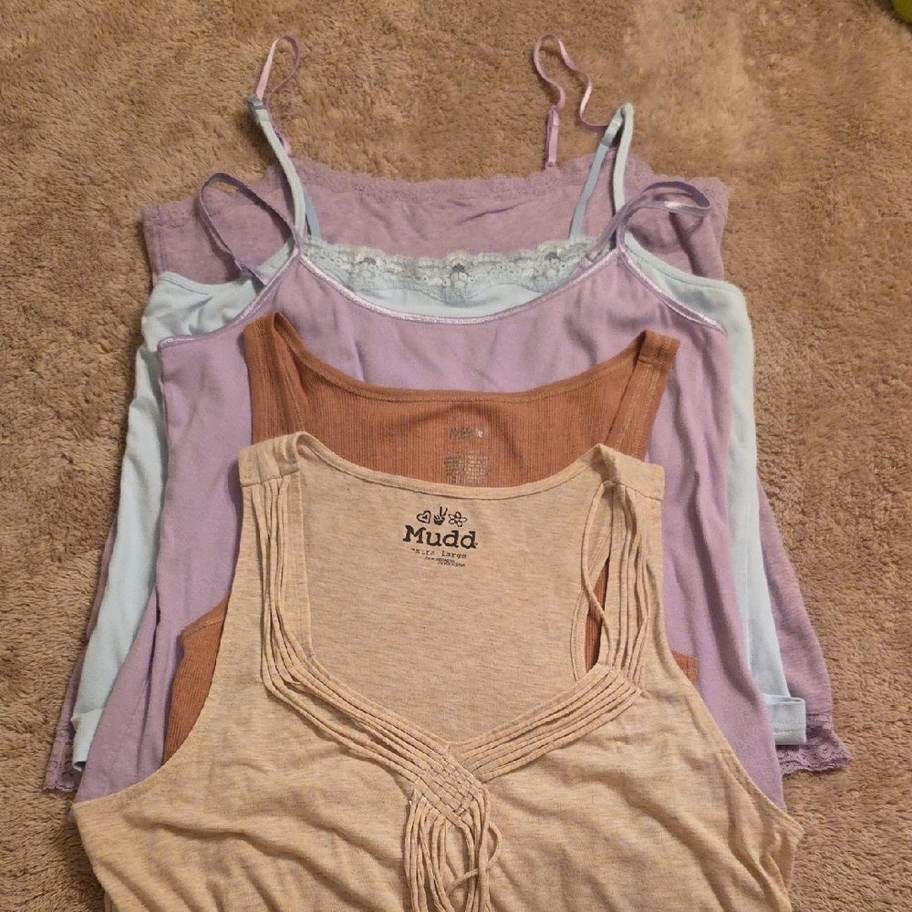 Mudd Purple and Pink Sleeveless Camisole with Ruched Tie Front